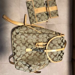 Authentic coach backpack, wallet and key holder